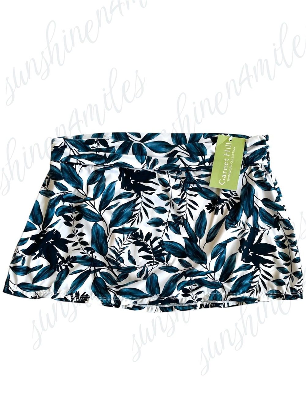 GARNET HILL Tropical Leaf Print Pull-on Swim Skort Full-Coverage Bikini Bottom